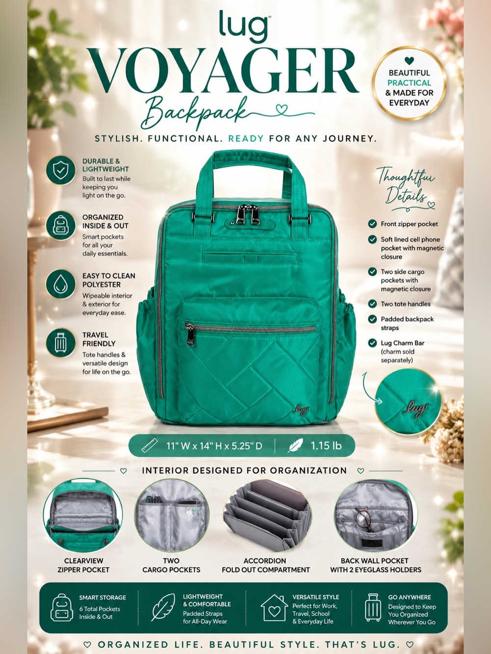 LUG Voyager Backpack 🦄 Kelly Green NWT